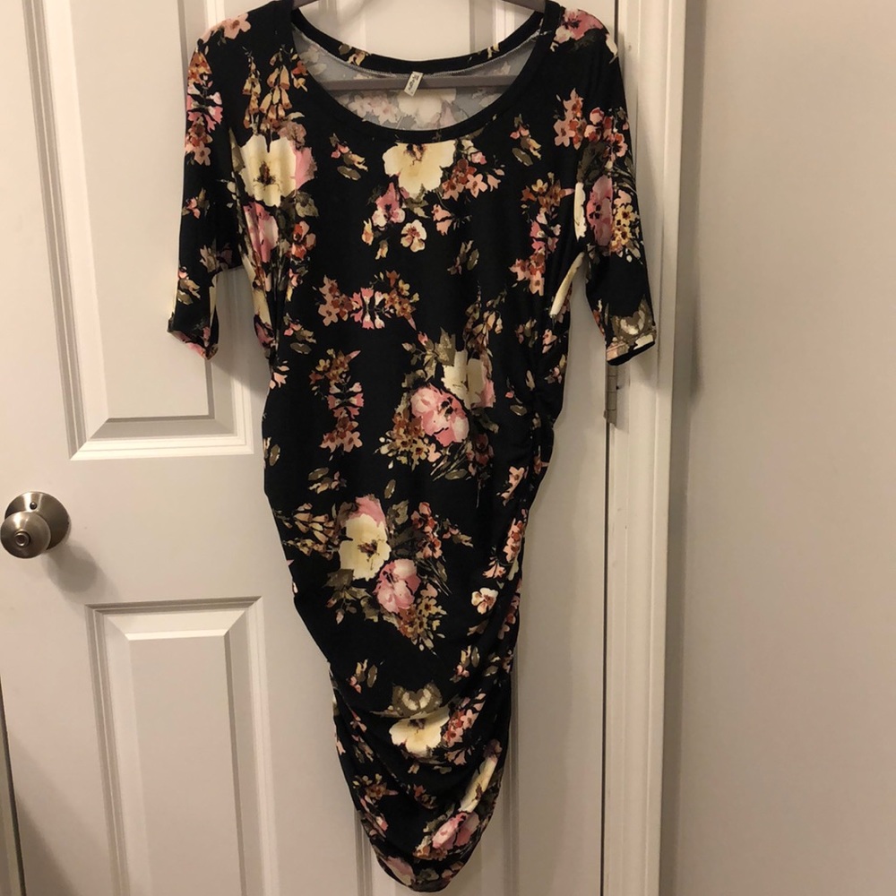 Black floral maternity dress